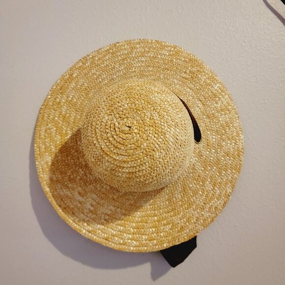Vintage light tan Straw Romantic floppy big bow Hat - Picture 4 of 6